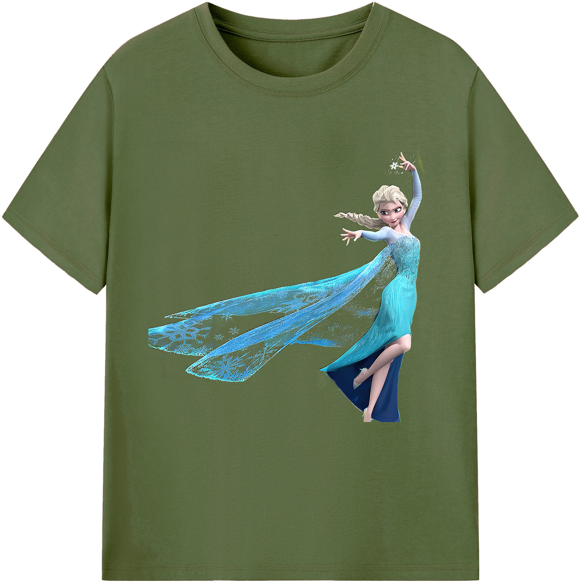 （画像用） アナと雪の女王 アンナ エルサ Frozen Anna Elsa 綿100％半袖Tシャツ（フロントプリント）